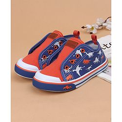 Cute Walk by Babyhug Casual Shoes Dino Print - Orange Blue