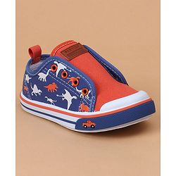 Cute Walk by Babyhug Casual Shoes Dino Print - Orange Blue