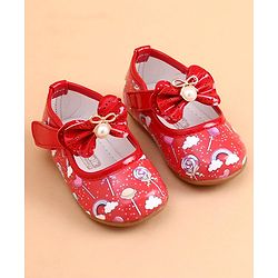 Cute Walk by Babyhug Sandals Bow Applique - Red