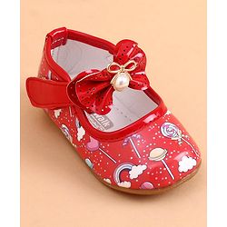 Cute Walk by Babyhug Sandals Bow Applique - Red