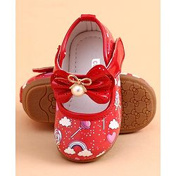 Cute Walk by Babyhug Sandals Bow Applique - Red