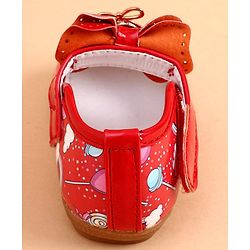 Cute Walk by Babyhug Party Wear Belly Shoes Bow Applique - Red