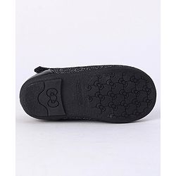 Cute Walk by Babyhug Party Wear Belly Shoes Floral Appliques - Black