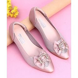 Cute Walk by Babyhug Party Wear Belly Shoes Bow Applique - Pink