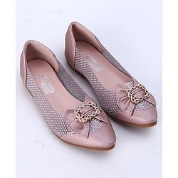 Cute Walk by Babyhug Party Wear Belly Shoes Bow Applique - Pink