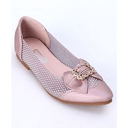 Cute Walk by Babyhug Party Wear Belly Shoes Bow Applique - Pink