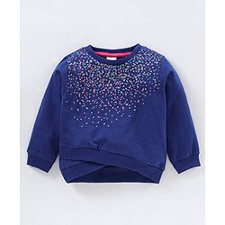 Babyhug Full Sleeves Printed Top & Skirt - Navy Blue Pink