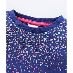 Babyhug Full Sleeves Printed Top & Skirt - Navy Blue Pink