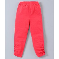 Babyhug Half Sleeves Top & Leggings Striped With Kitty Design - Red