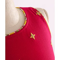 Babyhug Sleeveless Embroidered Choli and Lace Border Ghagra with Net Dupatta - Pink Yellow