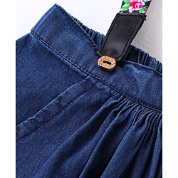 Babyhug Mid Thigh Pleated Skirt with Suspenders - Blue