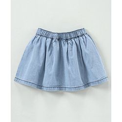 Babyhug Mid Thigh Pleated Skirt with Suspenders - Blue