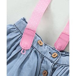 Babyhug Mid Thigh Pleated Skirt with Suspenders - Blue