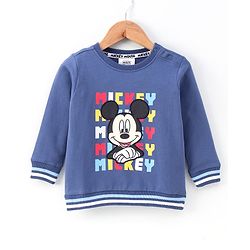 Babyhug Full Sleeve Sweatshirt Mickey Mouse Print - Navy