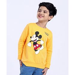 Babyhug Full Sleeves Sweatshirt Mickey Graphics - Yellow