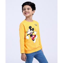 Babyhug Full Sleeves Sweatshirt Mickey Graphics - Yellow