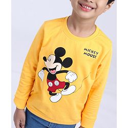 Babyhug Full Sleeves Sweatshirt Mickey Graphics - Yellow