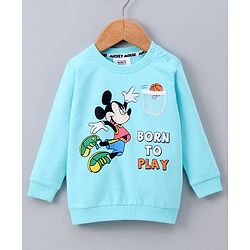 Babyhug Full Sleeves Sweatshirt Mickey Mouse Print - Blue