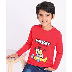 Babyhug Full Sleeve Sweatshirt Mickey & Friends Print - Red