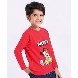 Babyhug Full Sleeve Sweatshirt Mickey & Friends Print - Red