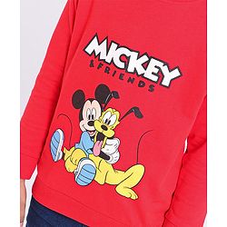 Babyhug Full Sleeve Sweatshirt Mickey & Friends Print - Red