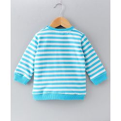 Babyhug Full Sleeves Sweatshirt Mickey Mouse Print  - White Stripes