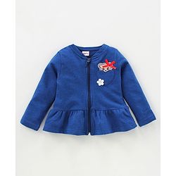 Babyhug Full Sleeves Jacket Top & Jeggings Set Bow Print - Bue