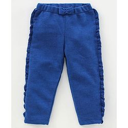 Babyhug Full Sleeves Jacket Top & Jeggings Set Bow Print - Bue