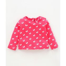 Babyhug Full Sleeves Jacket Top & Jeggings Set Bow Print - Bue