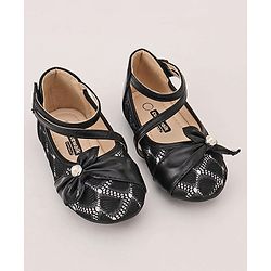 Cute Walk By Babyhug Belly Shoes Bow Applique - Black