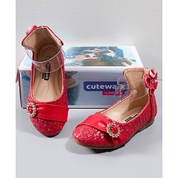 Cute Walk by Babyhug Party Wear Belly Shoes Studded Detailing - Pink