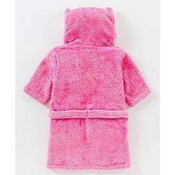 Babyhug Full Sleeves Hooded Velour Bath Robe - Pink