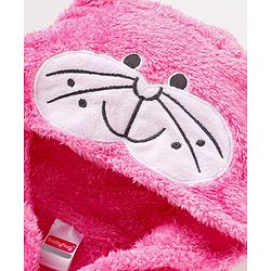 Babyhug Full Sleeves Hooded Velour Bath Robe - Pink