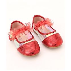 Cute Walk by Babyhug Party Wear Ballerinas Ruffle Detailing  - Red