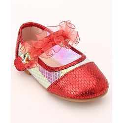 Cute Walk by Babyhug Party Wear Ballerinas Ruffle Detailing  - Red