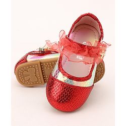 Cute Walk by Babyhug Party Wear Ballerinas Ruffle Detailing  - Red