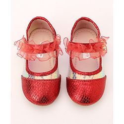 Cute Walk by Babyhug Party Wear Ballerinas Ruffle Detailing  - Red