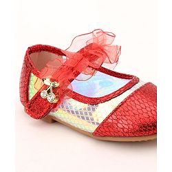 Cute Walk by Babyhug Party Wear Ballerinas Ruffle Detailing  - Red