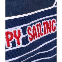 Babyhug Full Sleeves Striped Sweatshirt Boat Print - Navy Blue