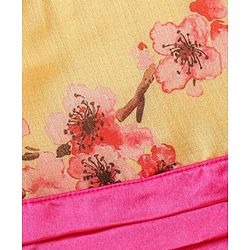 Babyhug Puff Sleeves Frock Floral Appliques - Yellow