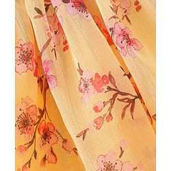 Babyhug Puff Sleeves Frock Floral Appliques - Yellow
