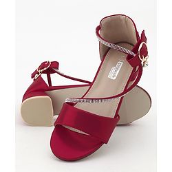 Cute Walk by Babyhug Sandals With Studded Pearls - Red - EU 27 Red