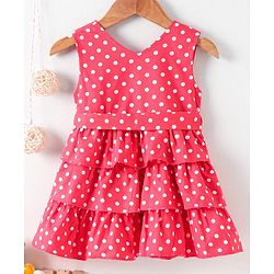 Babyhug Sleeveless Frock Polka Dot Print - Red