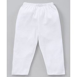 Babyhug Full Length Solid Pajamas - White