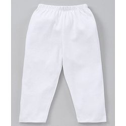 Babyhug Full Length Solid Pajamas - White