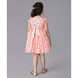 Babyhug Cap Sleeves Party Wear Dots Print - Peach