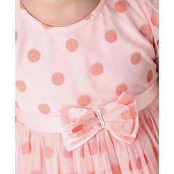 Babyhug Cap Sleeves Party Wear Dots Print - Peach