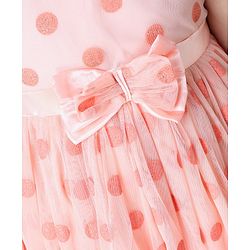Babyhug Cap Sleeves Party Wear Dots Print - Peach