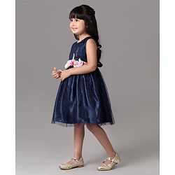 Babyhug Sleeveless Frock With Corsage - Blue