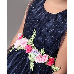 Babyhug Sleeveless Frock With Corsage - Blue
